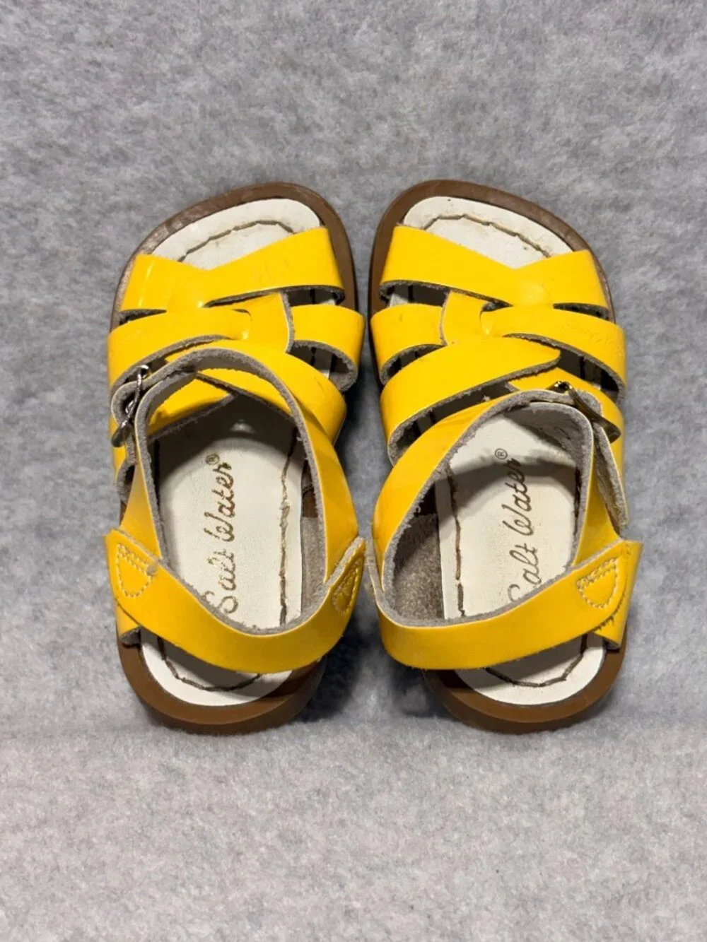 Salt Water Sandals Toddler 7 Yellow Leather Adjustable Buckle Straps Rubber Sole